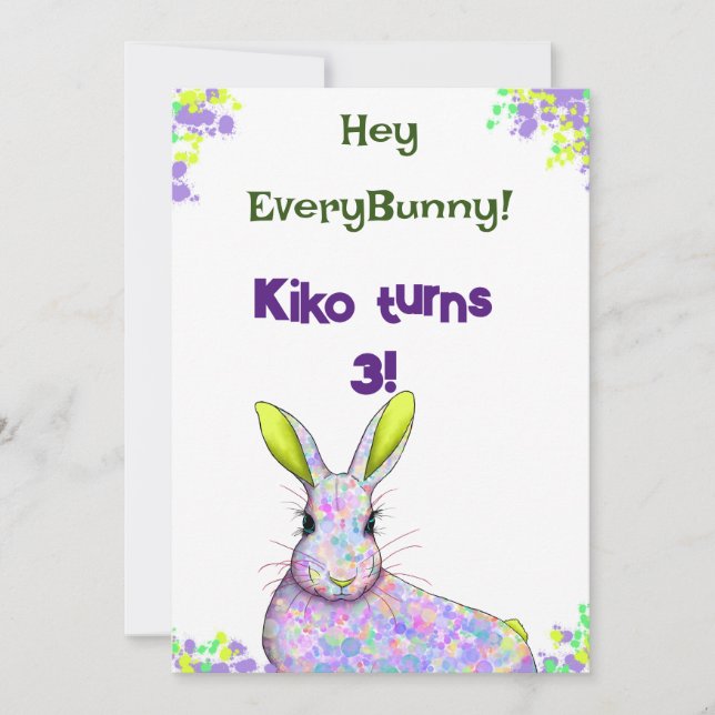 Lila Party Einladung (Vorderseite)