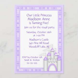 Lila Party Einladung Prinzessin-Castle