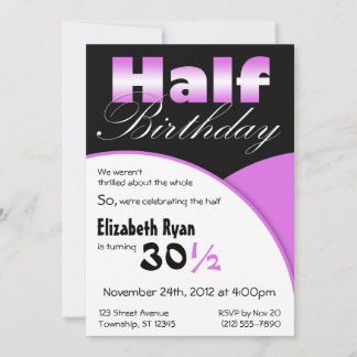 Lila Party Einladungen zum halben Geburtstag