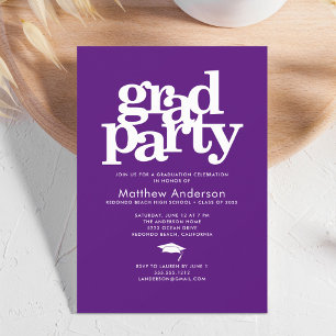 Lila Party Moderne fette Typografie Einladung