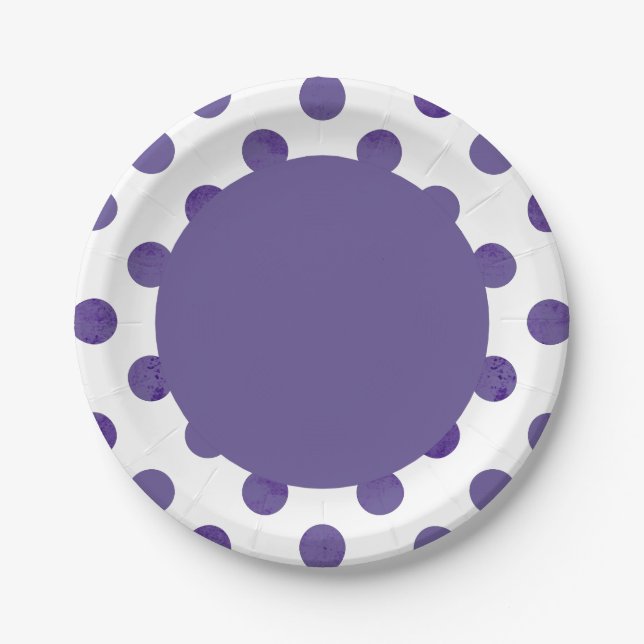 Lila Party | Royal Ultra-Violet Grape Polka Dots Pappteller (Vorderseite)