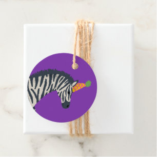 Lila Party Tier Zebra Geburtstagspartei Geschenkanhänger