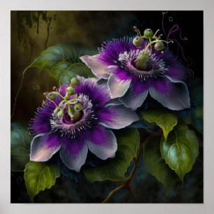 Lila Passion Blume Art Print Poster