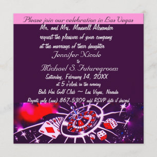Lila Passion Vegas Thema Hochzeit Einladung