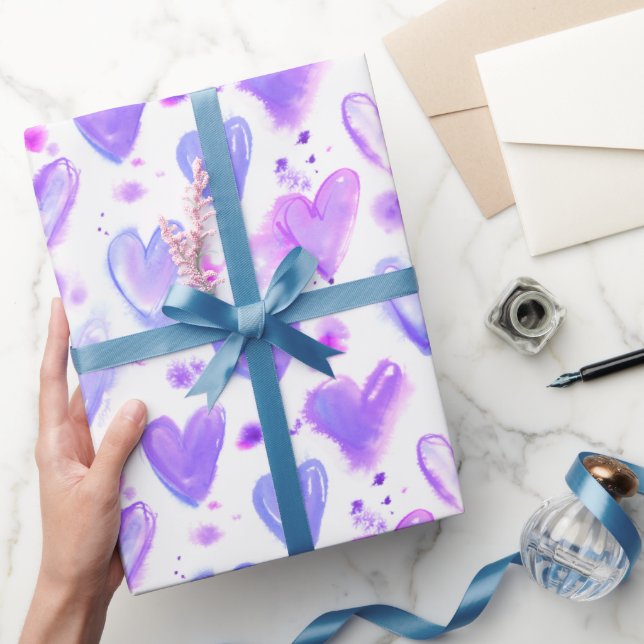 Lila Passion Watercolor Hörnchen Geschenkpapier (Schenken)