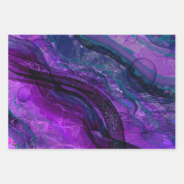 Lila Passionsanalge Tinte Abstract Design Geschenkpapier Set