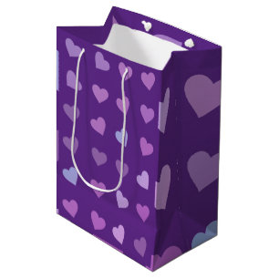 LILA PASTEL-FARBIGE HERZEN MITTLERE GESCHENKTÜTE