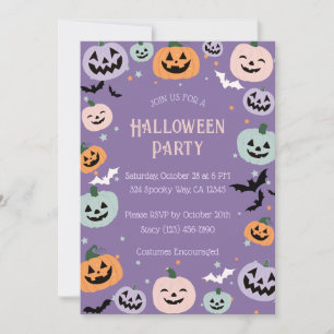 Lila Pastel Pumpkin Halloween Einladung