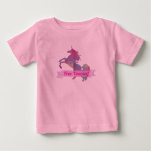 Lila Pastell Abstraktes Einhorn Silhouette Baby T-shirt