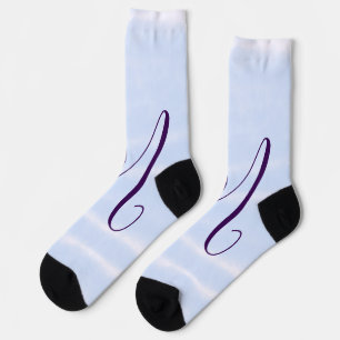 Lila-Pastell-Aquarell-Monogramm-Name-Buchstabe Ret Socken