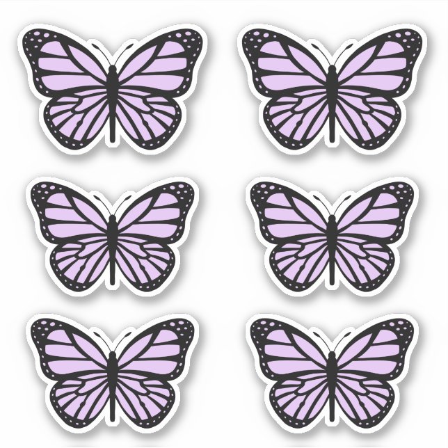 Lila Pastell-Butterfly-Aufkleberpackung Aufkleber (Vorderseite)