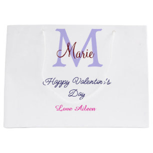 Lila Pastell Frohes Valentinstag rosa Monogramm Große Geschenktüte