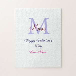 Lila Pastell glücklicher Valentinstag rosa Monogra