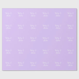 Lila Pastell Retro Paar Hochzeitsname stilvoll na Geschenkpapier