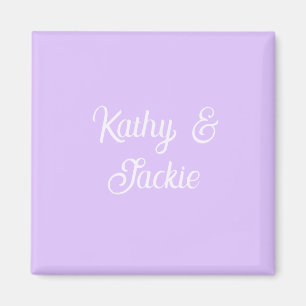 Lila Pastell Retro Paar Hochzeitsname stilvoll na Magnet