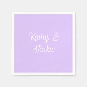 Lila Pastell Retro Paar Hochzeitsname stilvoll na Serviette