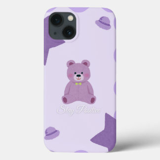 Lila Pastell-Weltraum-Teddybär iPhone 13 Hülle