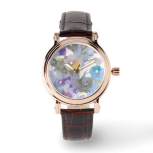 Lila Pastellblumenblätter des Juwel-Garten- Armbanduhr