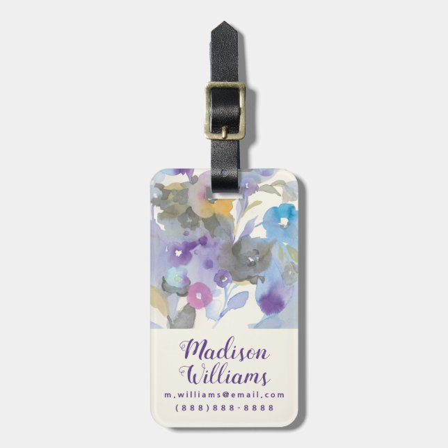 Lila Pastellblumenblätter des Juwel-Garten-| Gepäckanhänger (Vorderseite vertikal)