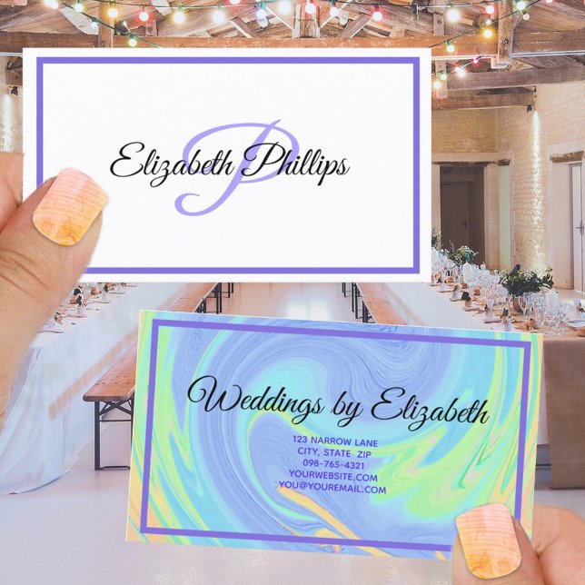 Lila Pastellfarben mit Monogramm-Buchstaben Visitenkarte (Von Creator hochgeladen)