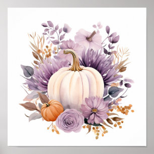 Lila pastellfarbenes Halloween-Kürbisposter Poster