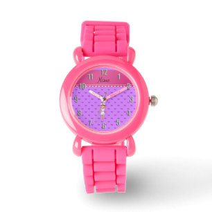 Lila Pastellherzen der personalisierten Armbanduhr