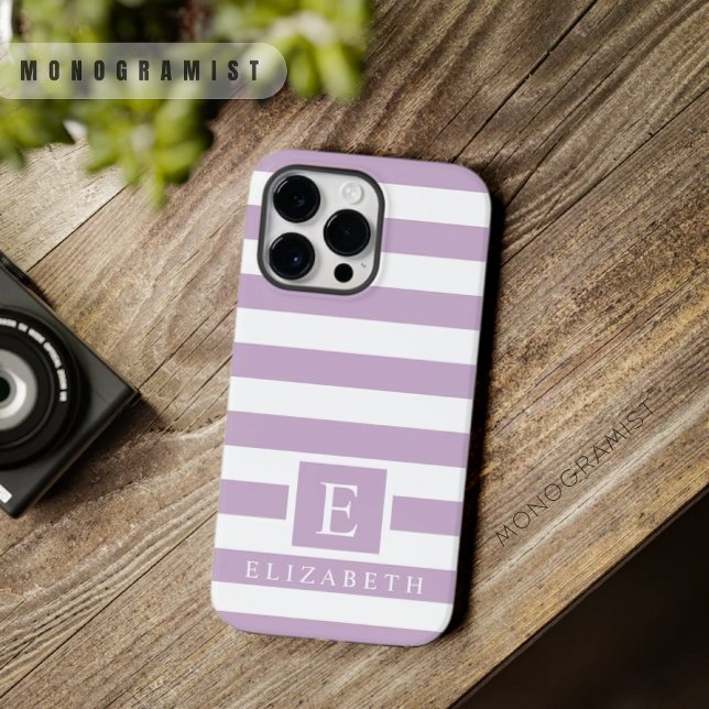 Lila, pastellige Streifen mit weichem Weiß Case-Mate iPhone 14 Pro Max Hülle (Custom Pastel Light Soft Purple White Stripes Case-Mate iPhone Case)