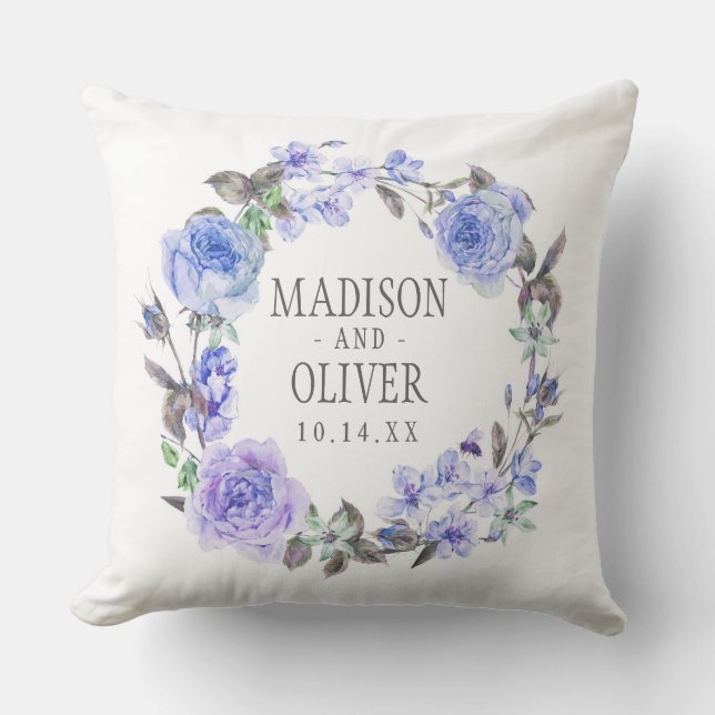 Lila Pastellwatercolor Wedding Blumen| Kissen (Vorderseite)