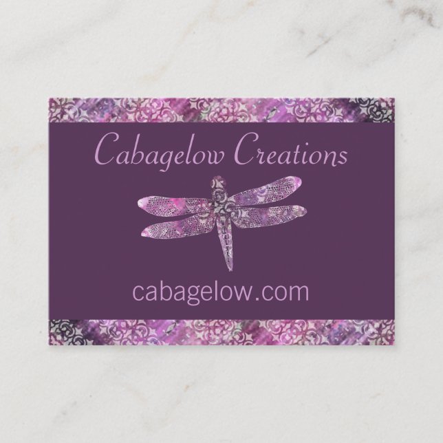 Lila Patina: Libelle Visitenkarte (Vorderseite)