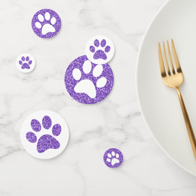 Lila Paw Prints Welpe Kitty Glitzer Tierspur Konfetti (Gruppe)