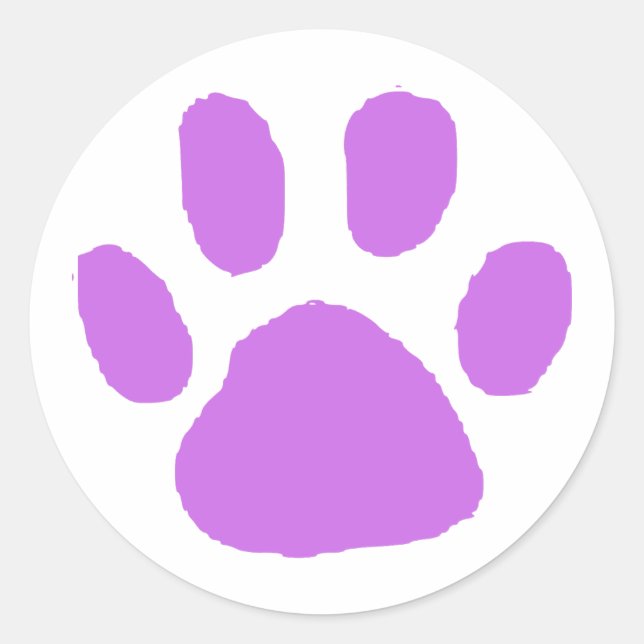 Lila PawPrint-Design Runder Aufkleber (Vorderseite)
