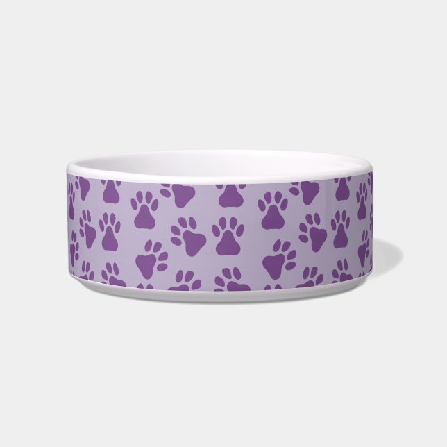Lila Pawprints Hund Napf (Vorderseite)