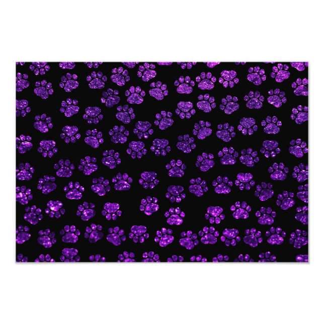 Lila Paws, Glitzer Paws, Lila Glitzer, Hund Fotodruck (Vorne)