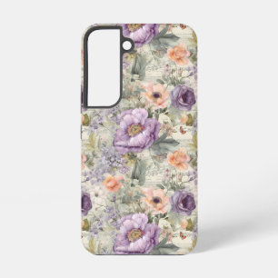 Lila Peach Blume Vintages Shabby Chic Samsung Galaxy Hülle