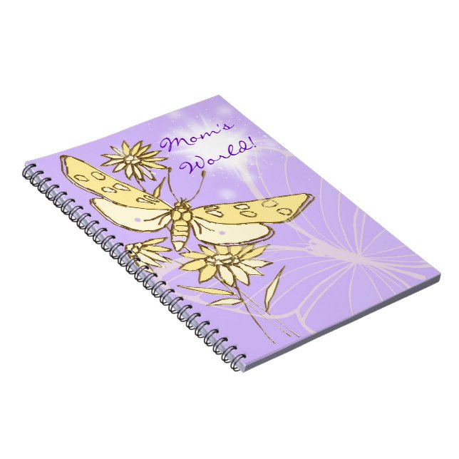 Lila Peach Butterfly Notebook Notizblock (Rechte Seite)