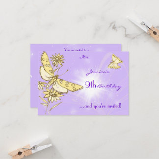 Lila Peach Butterfly RSVP-Karte Einladung
