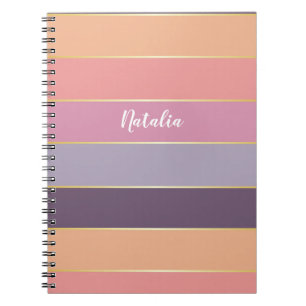Lila Peach Custom Summer Color Block Strips Notizblock