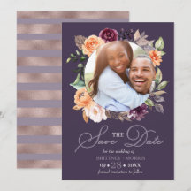 Lila Peach Floral Fall Save the Date Hochzeit