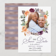Lila Peach Floral Fall Save the Date Hochzeit