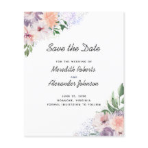 Lila Peach floral QR-Code Save the Date