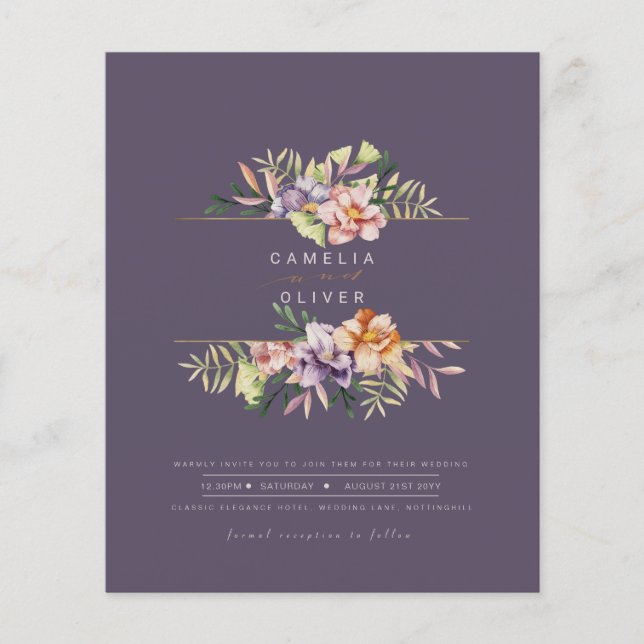 Lila Peach Summer Floral Wedite QR Code Flyer (Vorne)
