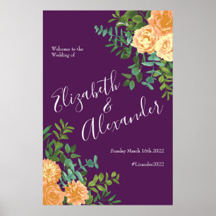 Lila Peach Wedding Floral Rose Poster
