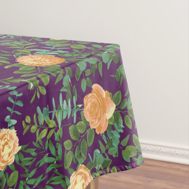 Lila Peach Wedding Floral Rose Tischdecke (Beispiel)