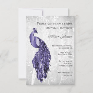 Lila Peacock Bridal Dusche Einladung