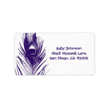 Lila Peacock Feather Address Labels
