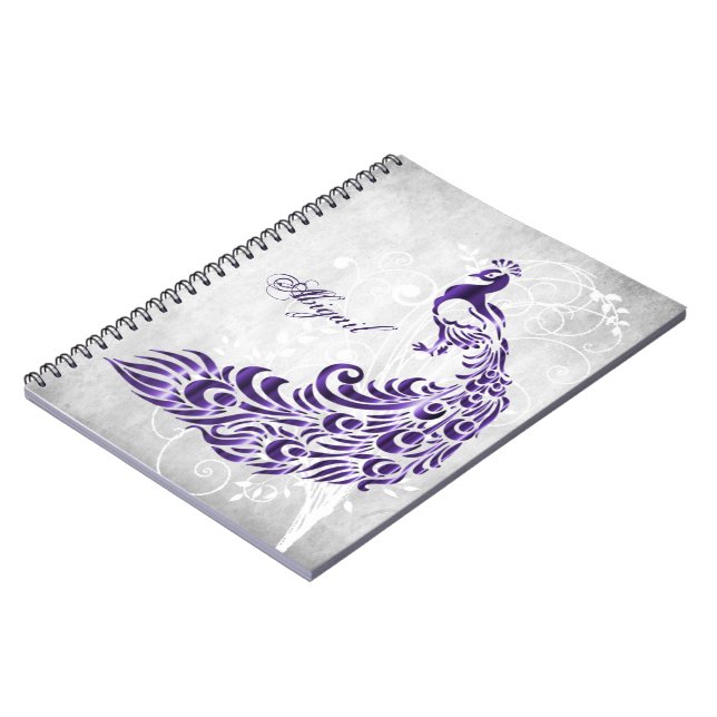 Lila Peacock Personalisiert SpiralNotebook Notizblock (Linke Seite)