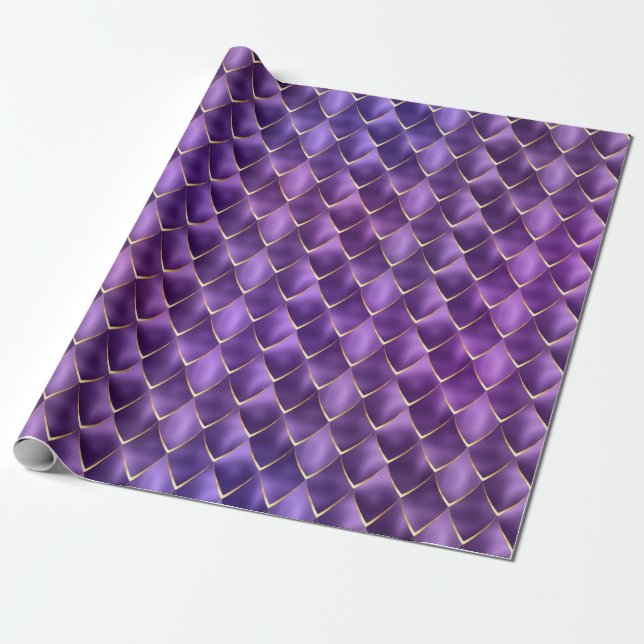 Lila Pearl Mermaid Dragon Scales Musterurlaub Geschenkpapier (Ungerollt)