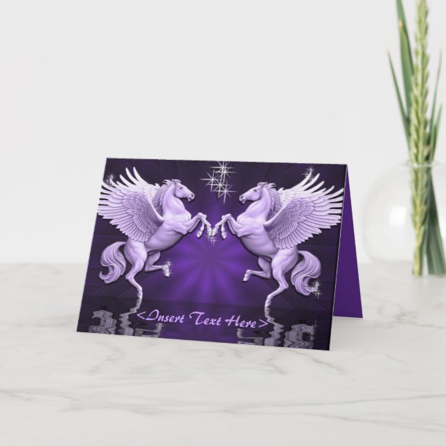 Lila Pegasus Reflektionen Grußkarte Karte (Vorderseite)