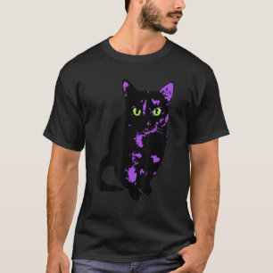 Lila Pelz Witz Familiar Halloween Cat T-Shirt