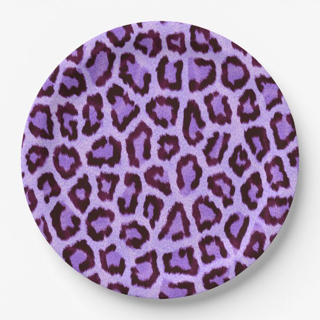 Lila Pelzmuster aus rosa Leoparden Pappteller (Vorderseite)